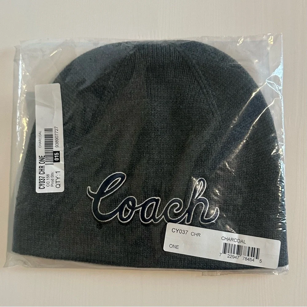 NWT Coach Script Print Knit Beanie & Scarf Bundle